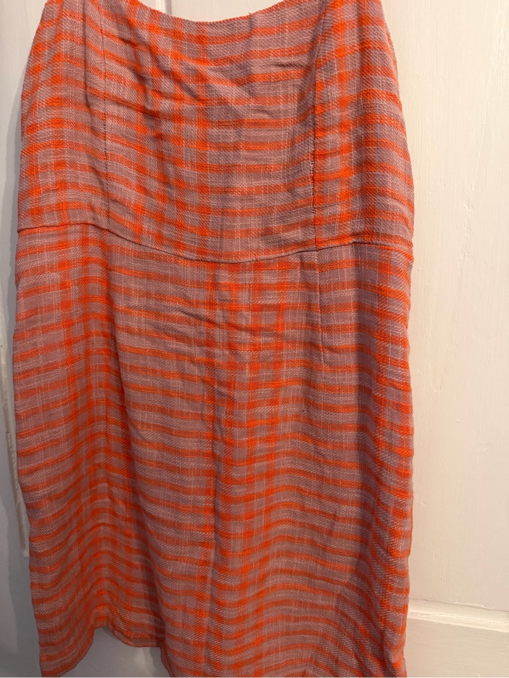 Free People Pink & Orange Plaid Mini Dress - Square Neck - Picture 3 of 8